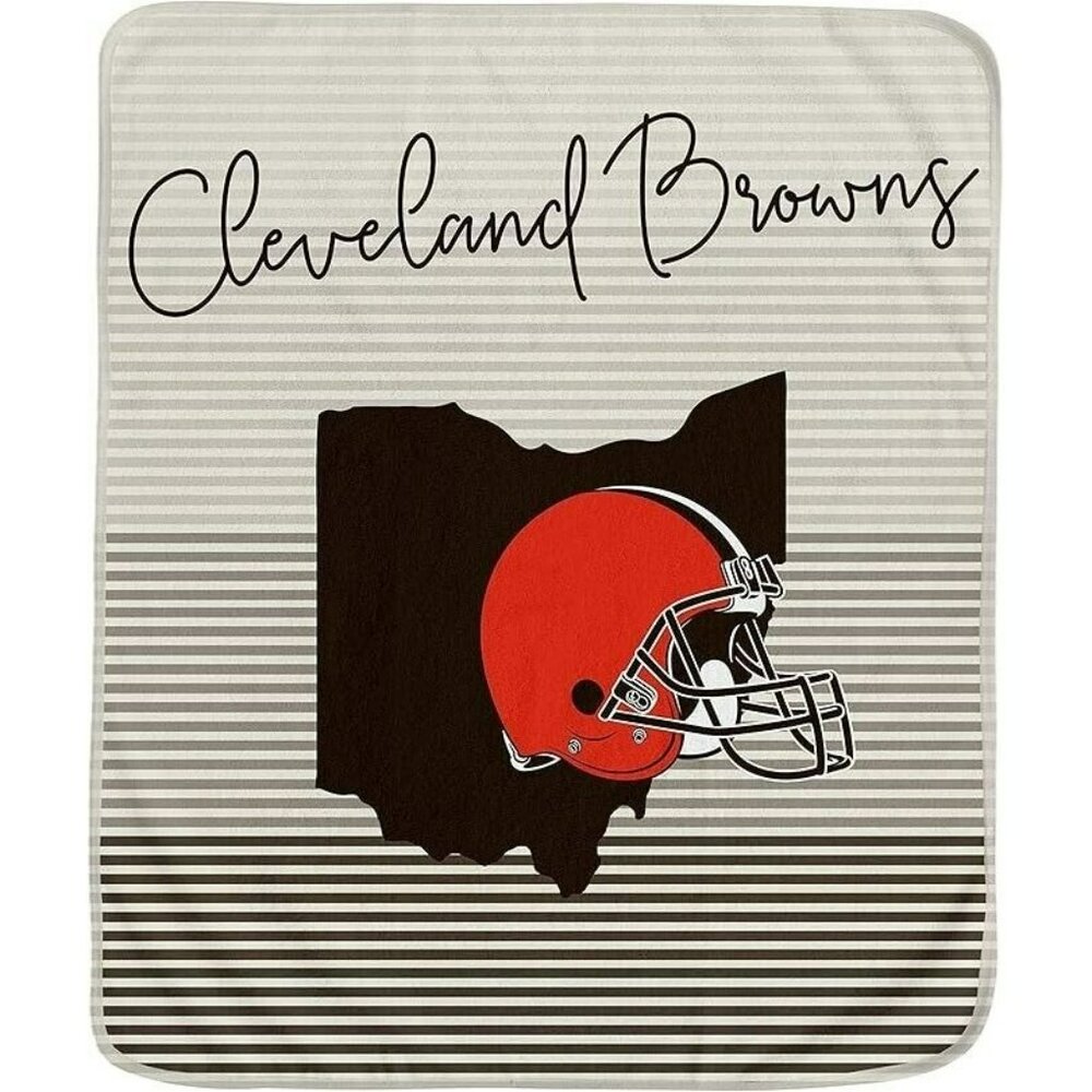 Cleveland Brown State Stripe Larger Ultra Soft Plush Throw Blanket NFL Licensed